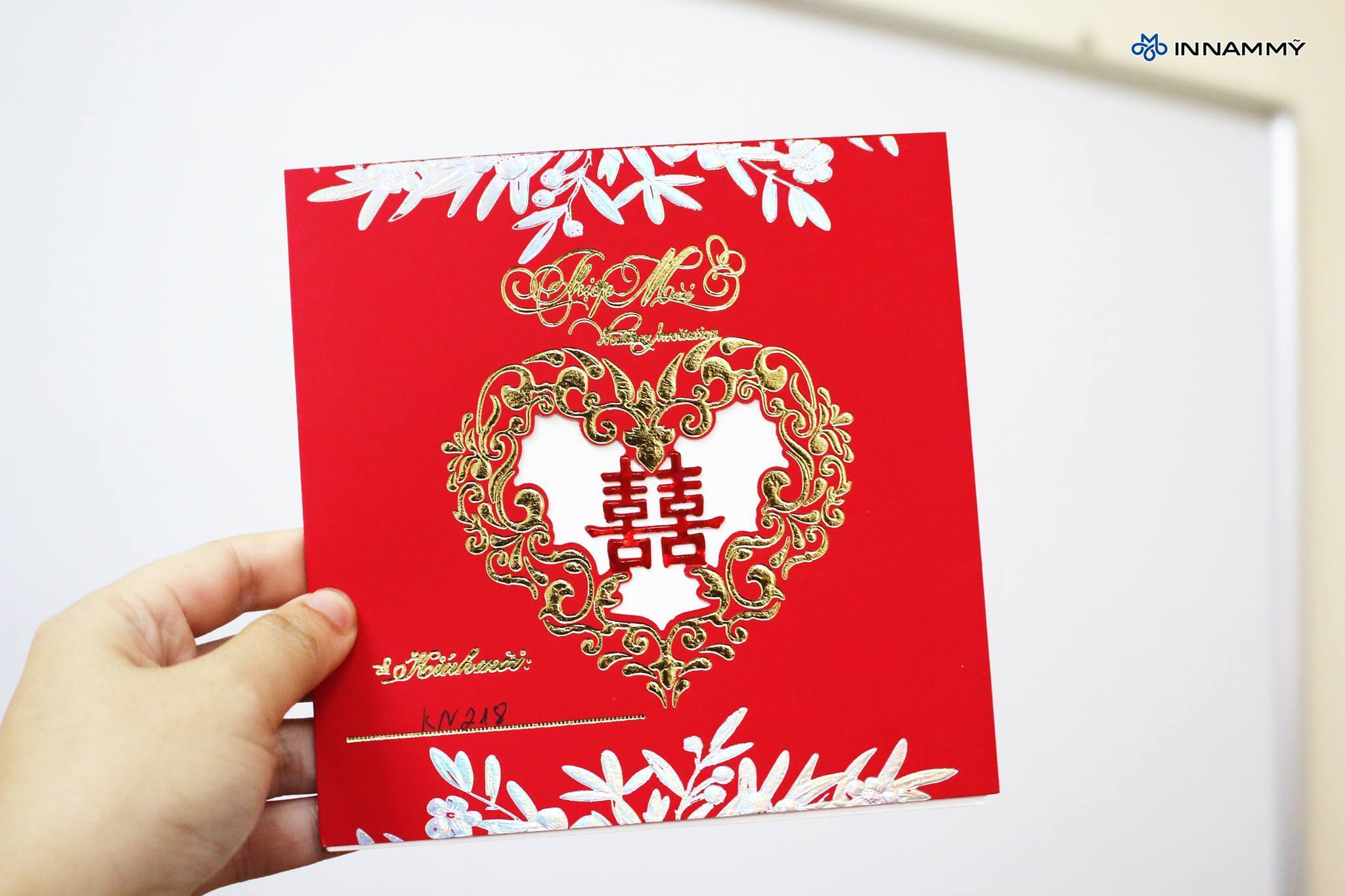 Thiệp cưới DQ2022 đỏ nhung  In ấn Ưu Việt